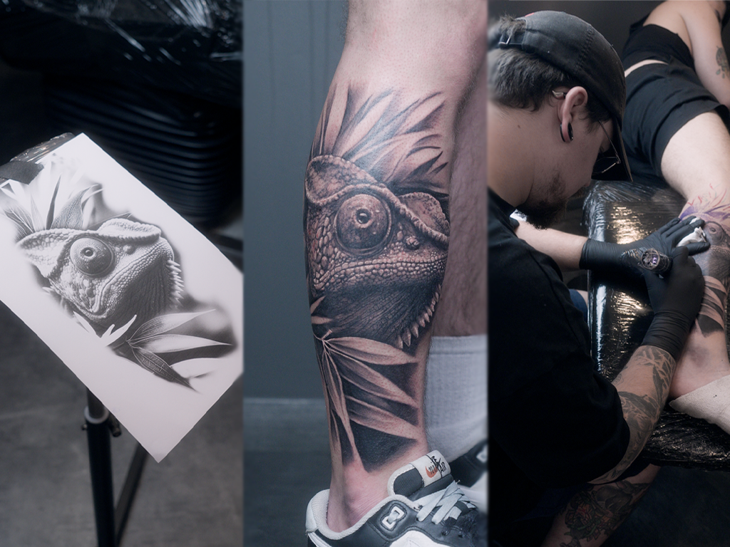 Miniature Tatouage Caméléon Kobalt